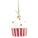 Décoration de Noël cupcake à suspendre rouge et blanc H.6 cm