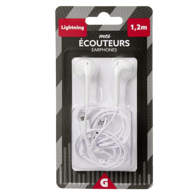 Écouteurs filaires USB lumineux noirs et blancs L120cm