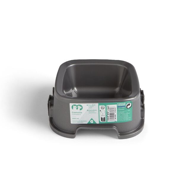 Gamelle carr&eacute;e grise 500ml - plastique 16,6x16,6xH6,5cm