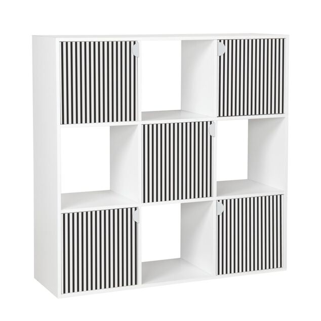 &Eacute;tag&egrave;re Adam 9 cases 5 portes en bois blanc L90xP29,5xH90cm