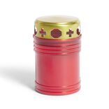 Bougie fun&eacute;raire rouge et dor&eacute; &Oslash;6xH10cm