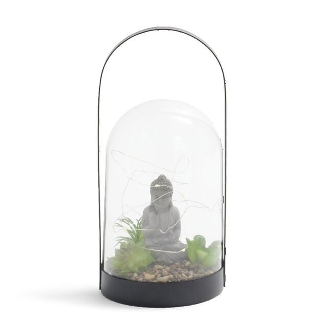 D&eacute;coration LED &agrave; poser avec int&eacute;rieur Bouddha &Oslash;12,5xH29cm