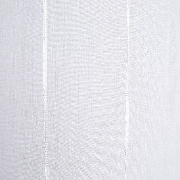 Vitrage droit &agrave; passants effet lin rayure blanc x2