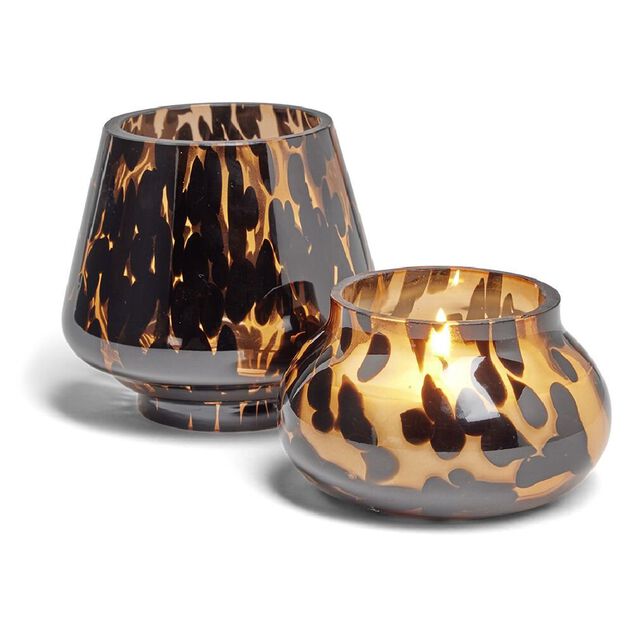 Bougie lampe 25H en verre marron et noir senteur oud &Oslash;11,2xH15cm