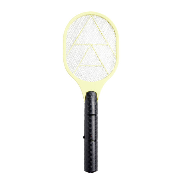 Raquette &eacute;lectrique attrape insectes &agrave; piles plastique jaune