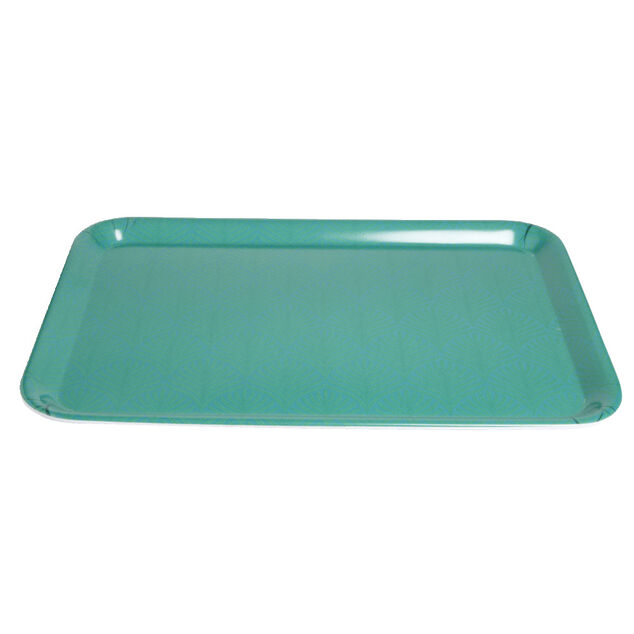 Plateau m&eacute;lamin&eacute; vert uni 45,2x31,4xH2cm