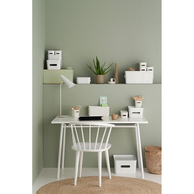 Bo&icirc;te de rangement avec poign&eacute;e blanc