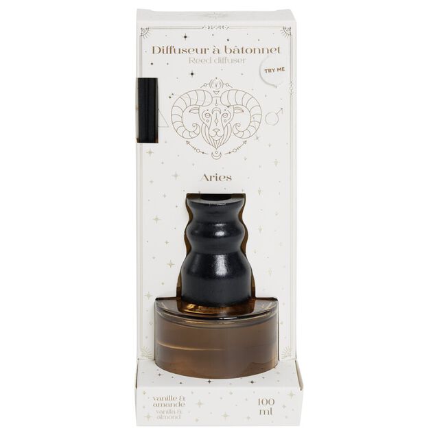Diffuseur à bâtonnet senteur vanille verre signe astrologique 100ml (12 modèles)