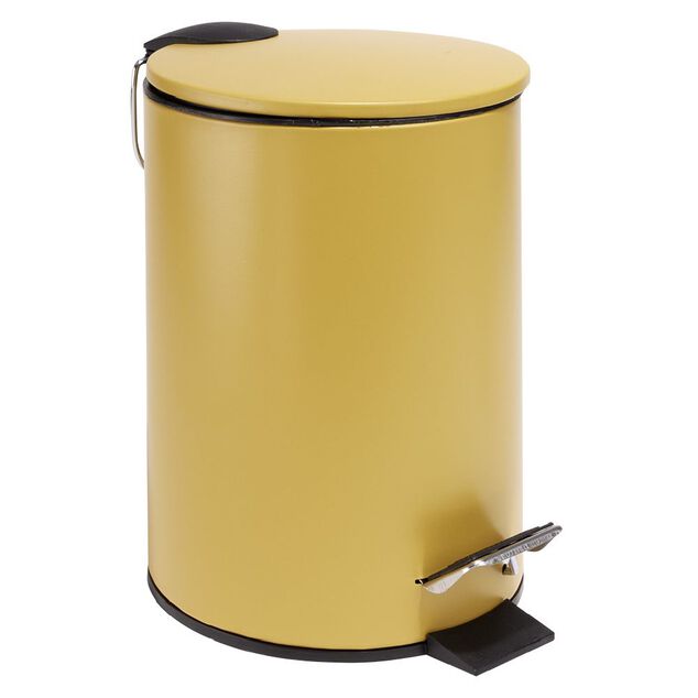 Poubelle salle de bain &agrave; p&eacute;dale m&eacute;tal jaune 3L