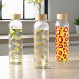 Gourde bouteille en verre avec bouchon bambou 500ml Ø6,5xH22cm