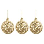 Boule de Noël ajourée motif arabesque pailleté doré Ø8 cm x3