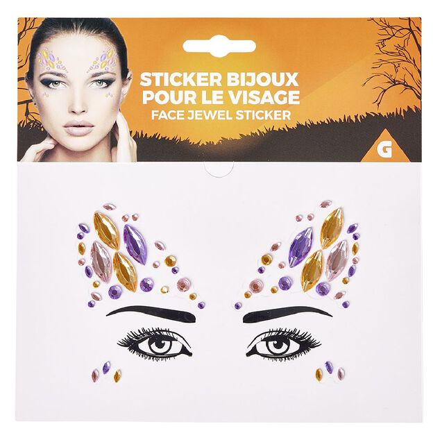 Bijoux visage autocollants Halloween (plusieurs mod&egrave;les)