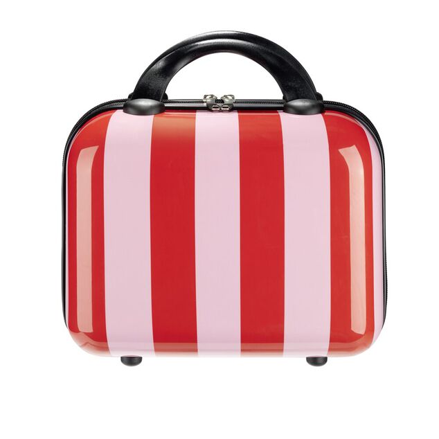 Vanity 10L bayad&egrave;re rayures rouges et roses 31x16xH23,5cm