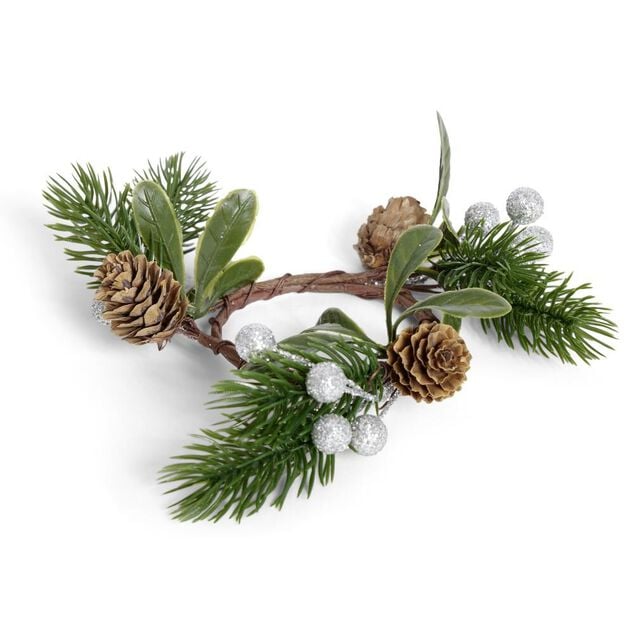 Rond serviette pomme de pin et baie dor&eacute;e ou argent&eacute;e &Oslash;4cm