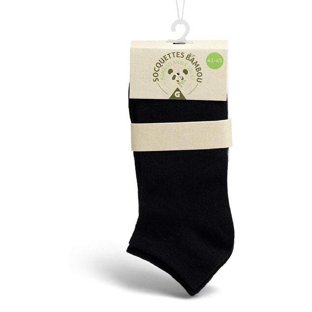 Lot de 2 paires de socquettes 41/45 en fibre de bambou noir
