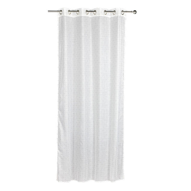 Voilage &agrave; oeillets blanc petits motifs arrondis marron taupe