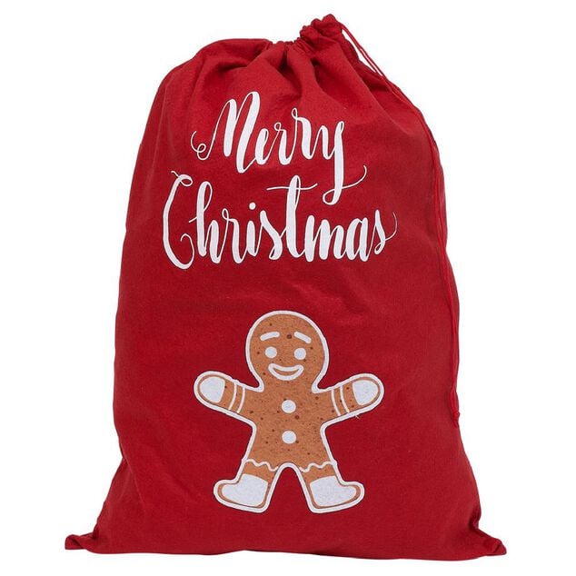 Sac cadeau hotte en feutrine rouge motif No&euml;l