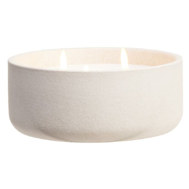 Bougie ronde dans pot en c&eacute;ramique &Oslash;16 cm