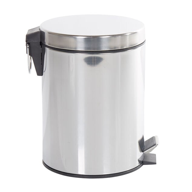 Poubelle ronde gris m&eacute;tallis&eacute; 5 L