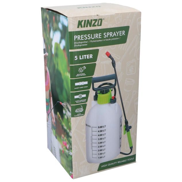 Pulv&eacute;risateur &agrave; pompe haute pression 5L plastique blanc &Oslash;18,5x40,5cm