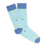 Chaussette homme polycoton tige longue bleu motif cocktail T41/45