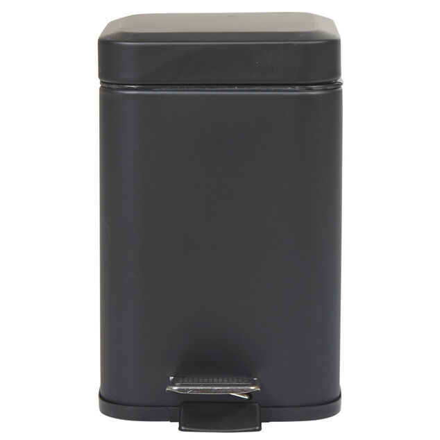 Poubelle salle de bain carr&eacute; noir 3 L