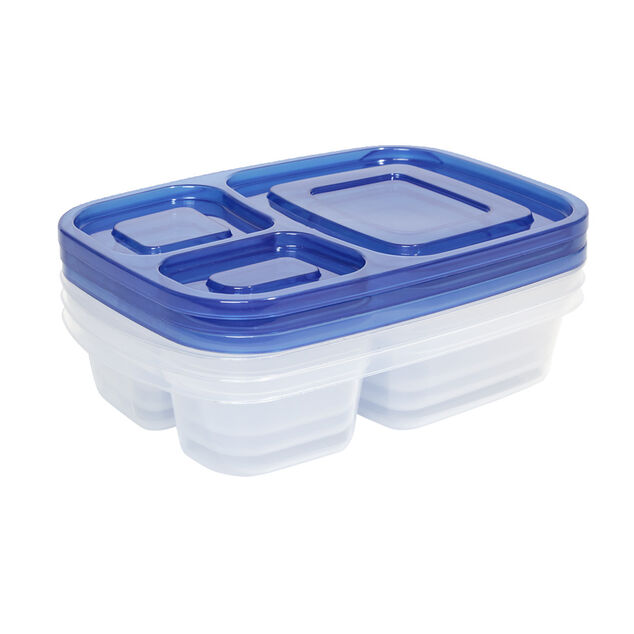 Bo&icirc;te lunch 3 compartiments 23,5x15xH5cm (Lot de 3)