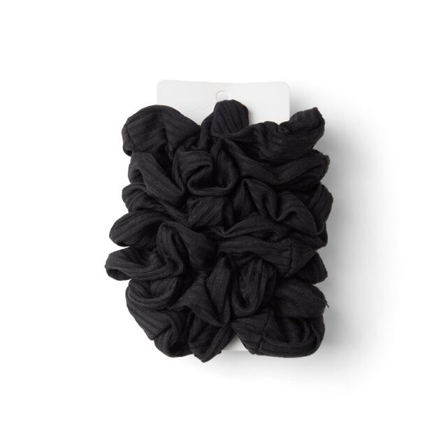Lot de 8 chouchous scrunchies polyester c&ocirc;tel&eacute; noir