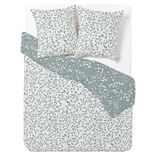 Parure de lit 2 personnes 240x220cm polycoton motif proven&ccedil;al vert et blanc