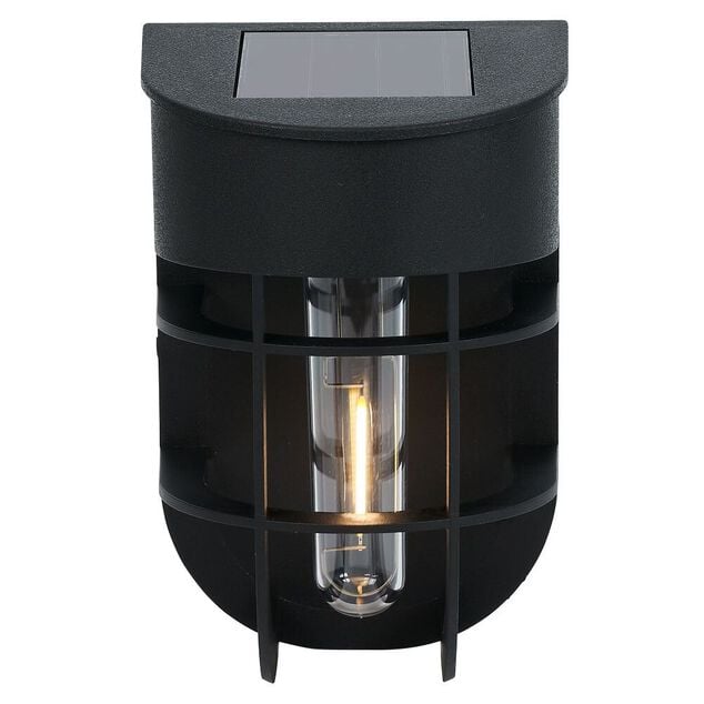 Lampe solaire plastique noir 9,5x8xH14,5cm