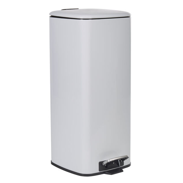 Poubelle p&eacute;dale blanche 30L