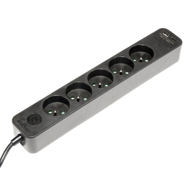 Bloc multiprise 5 prises L31X5XH4 cm noir