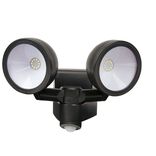 Projecteur LED solaire d&eacute;tecteur de mouvement 2 spots ronds