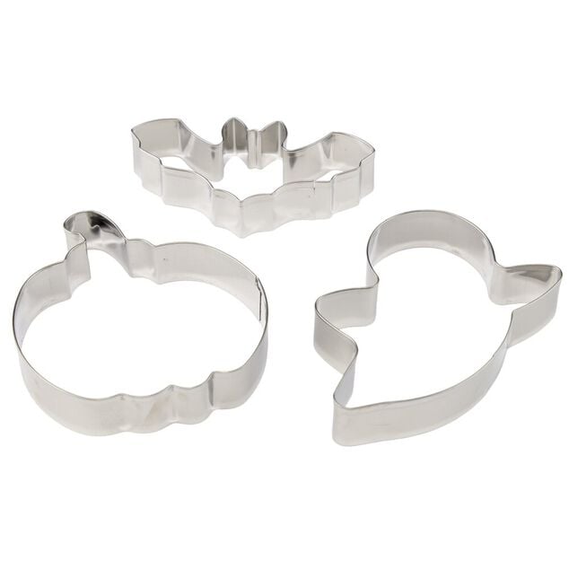 Emporte-pi&egrave;ces x3 chauve-souris fant&ocirc;me et citrouille inox gris