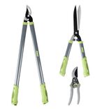 Set outils de coupe et taille jardin x3 m&eacute;tal plastique gris et vert