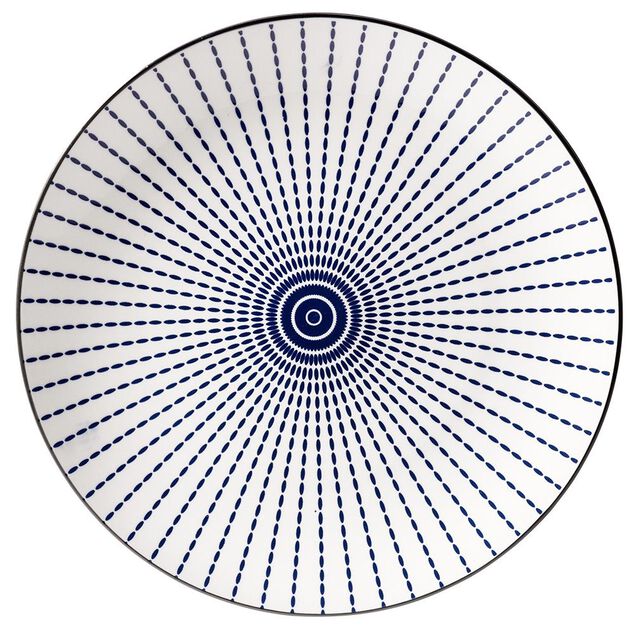 Assiette plate style japonais porcelaine bleu blanc &Oslash;26cm (2 mod&egrave;les)