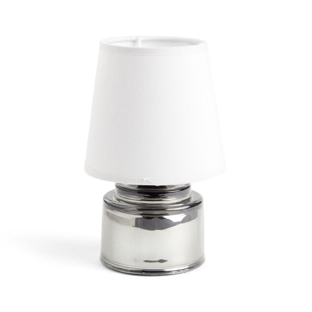 Lampe &agrave; poser &Oslash;12xH22cm verre et polyester gris argent&eacute;