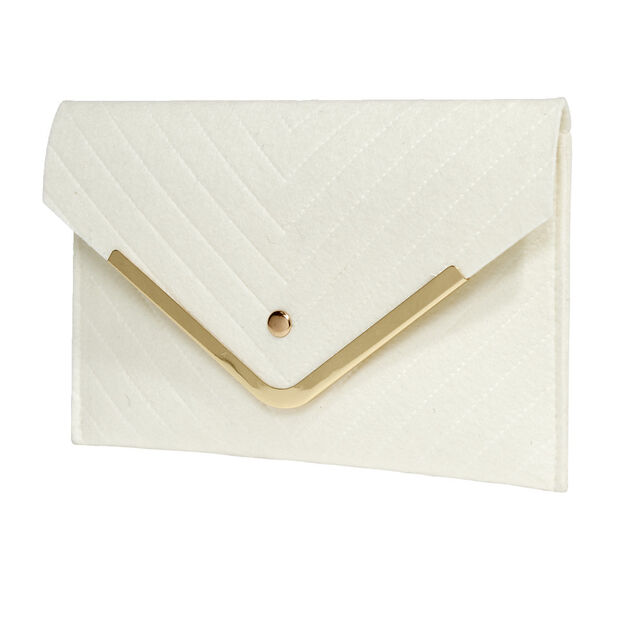 Sac pochette femme feutrine effet croco 25x16cm - 2 mod&egrave;les noir ou ou blanc