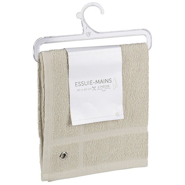 Essuie main carr&eacute; 40x40 cm uni beige x2
