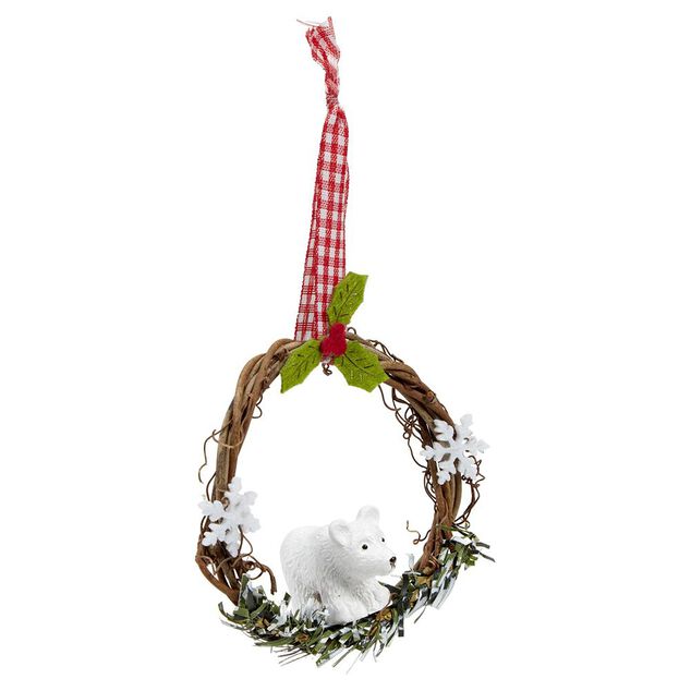 Couronne en bois &agrave; suspendre No&euml;l