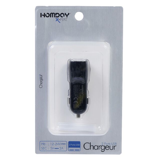 Chargeur allume cigare 2 ports USB Homday X-Pert