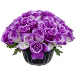 Boule rose violette artificielle en pot &Oslash;35xH25cm