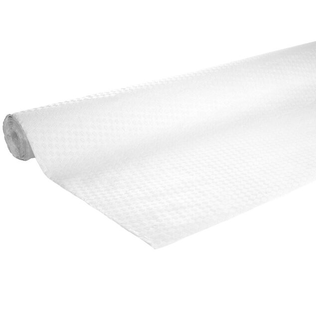 Nappe papier gaufr&eacute; effet toile de lin blanc 120x600cm