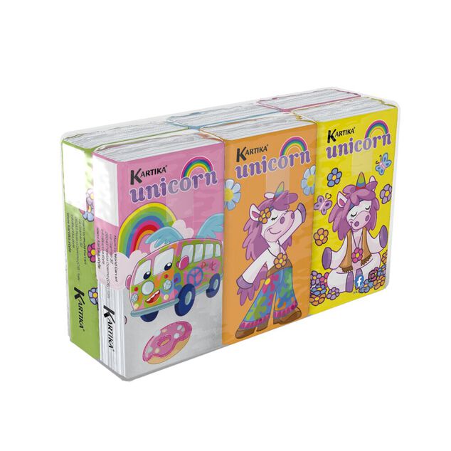 Lot de 6 paquets de mouchoirs en papier à 4 plis motif licorne