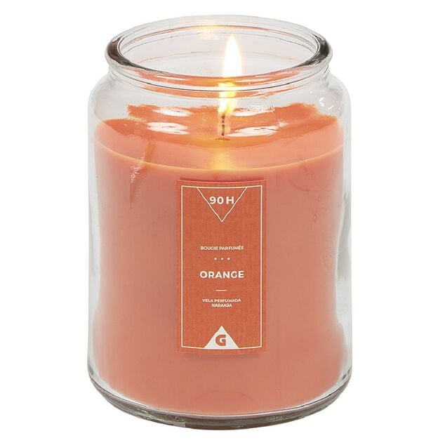 Bougie dans bocal orange &Oslash;9,5 cm
