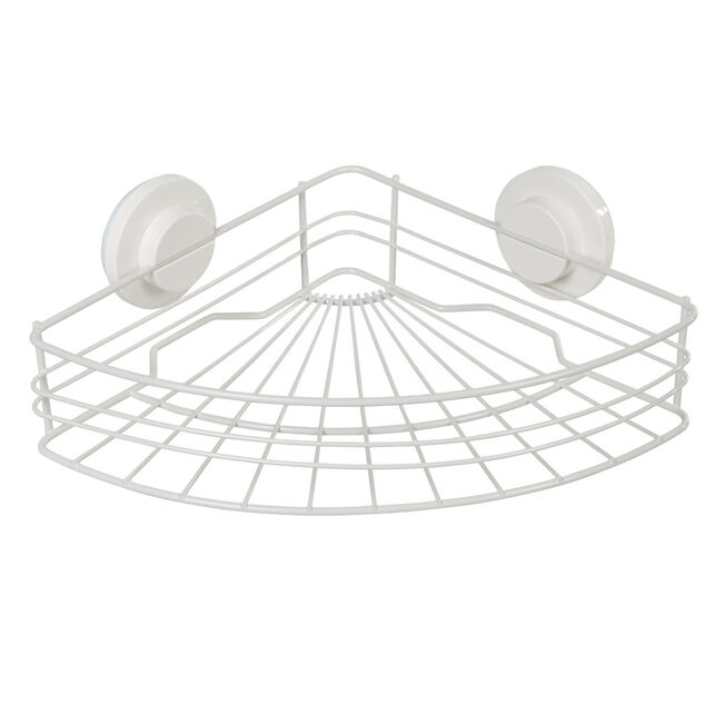 &Eacute;tag&egrave;re de douche panier d'angle &agrave; ventouse blanc