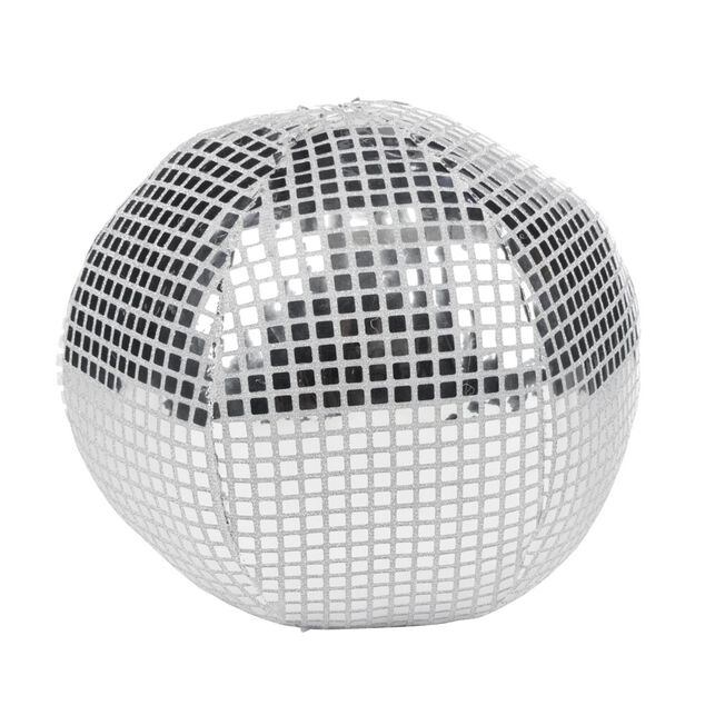 Coussin boule &agrave; facette polyester argent&eacute; &Oslash;26xH26cm