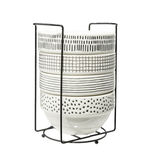 Lot de 4 bols en fa&iuml;ence color&eacute;s avec support &Oslash;14xH8cm