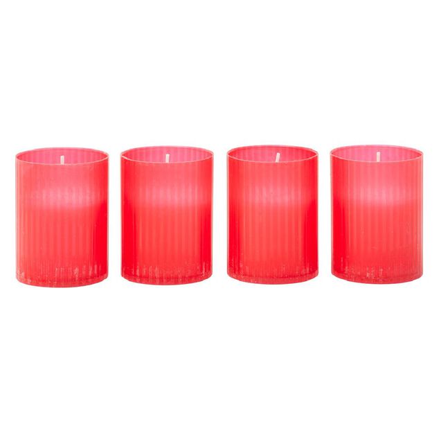 Bougie fun&eacute;raire rouge &Oslash;4,8xH6,3cm x4