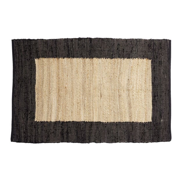 Tapis effet jute bord coton beige 100x150cm